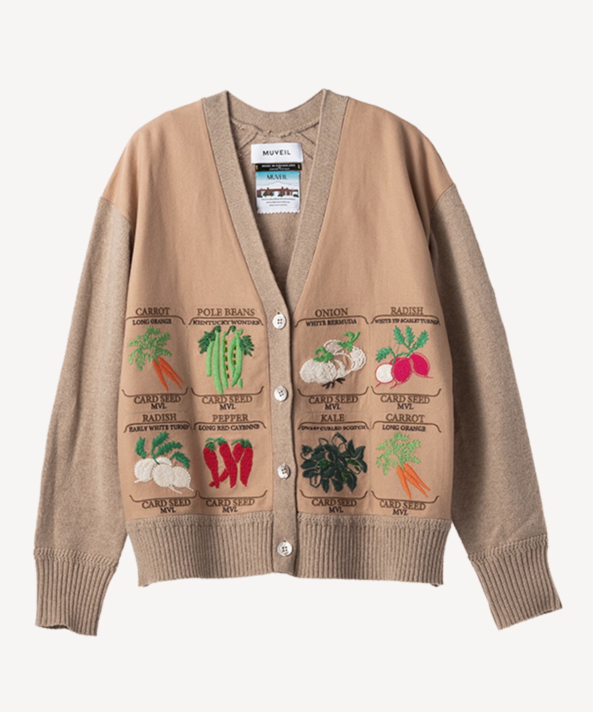 ベジタブル刺繍カーディガン(beige-36)