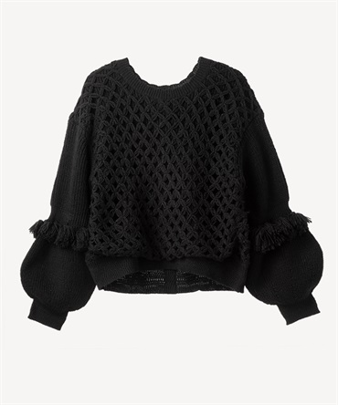 タッセル付ネットプルオーバー(black-36)