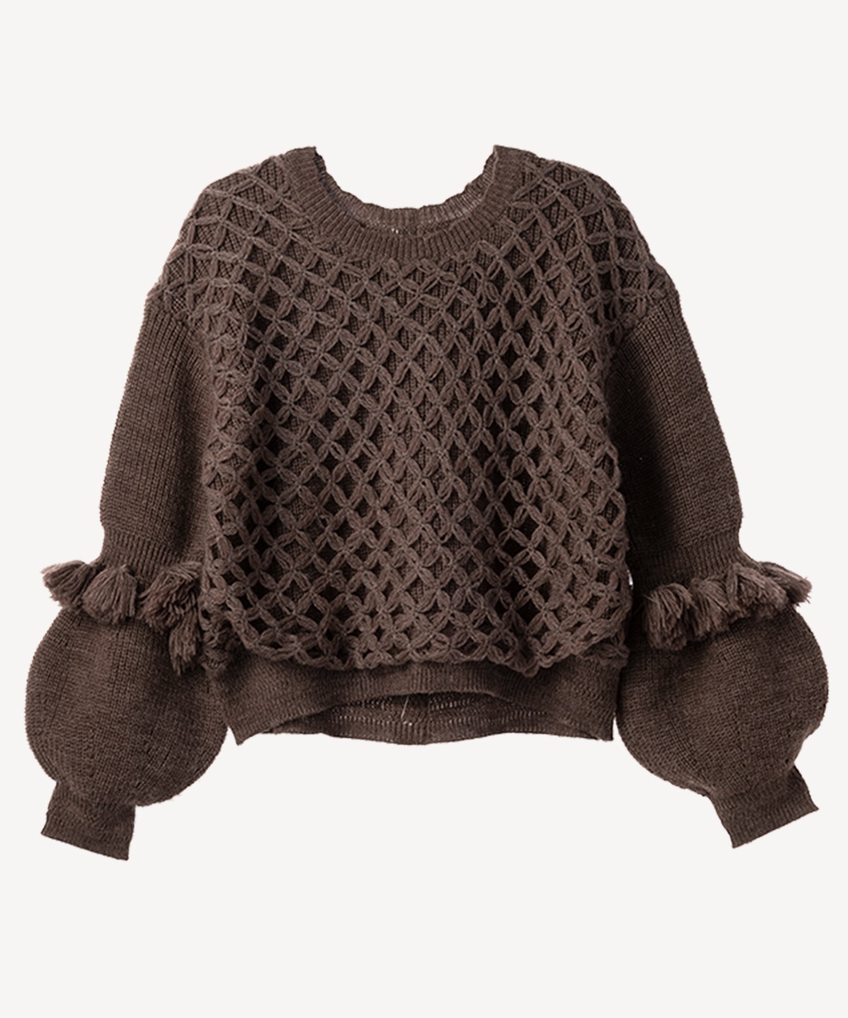 タッセル付ネットプルオーバー(brown-36)