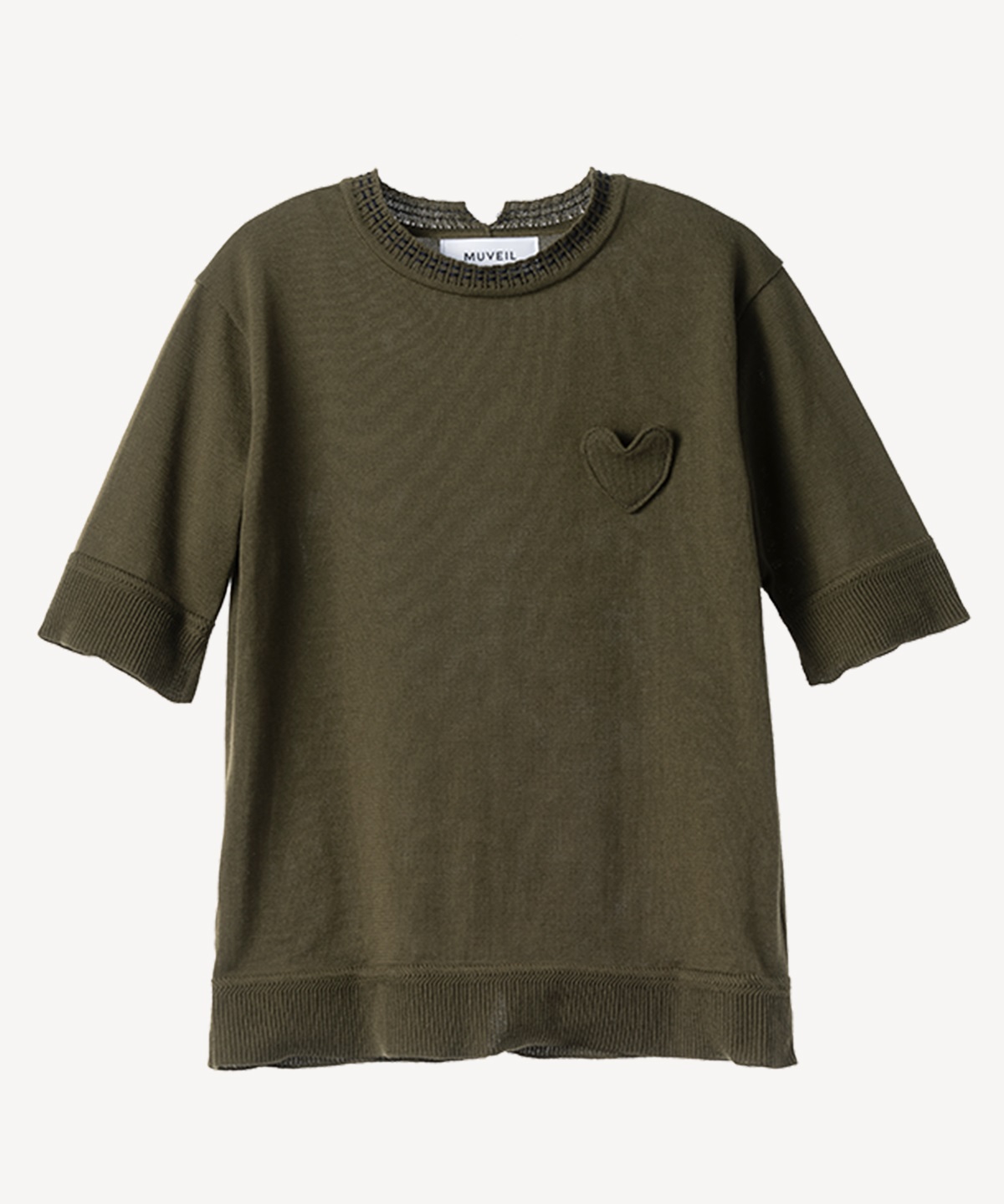 ハートパッチプルオーバー(khaki-36)