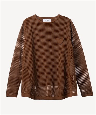 ハートパッチネットプルオーバー(brown-36)