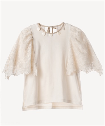 フラワーレースTシャツ(white-36)