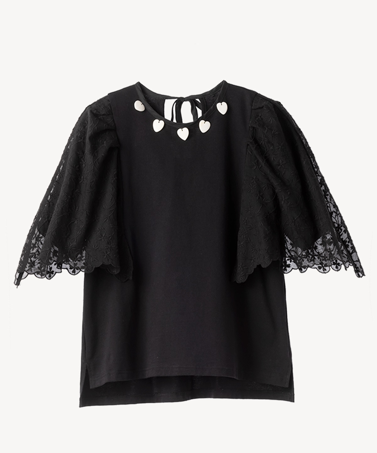 フラワーレースTシャツ(black-36)