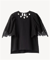 フラワーレースTシャツ(black-36)