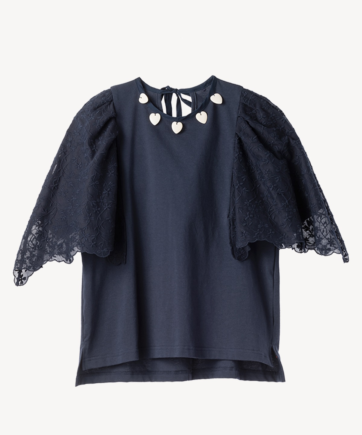 フラワーレースTシャツ(navy-36)