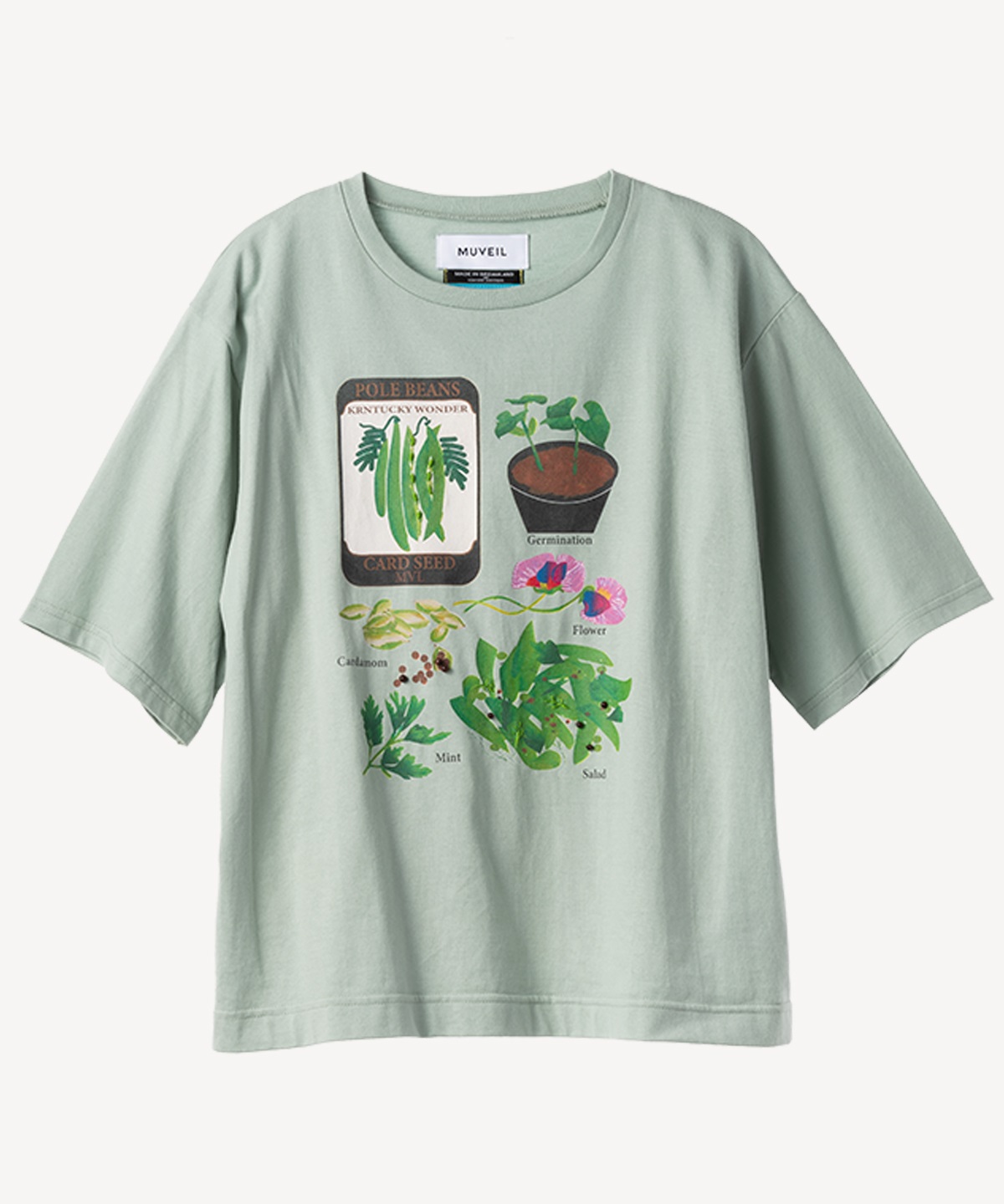 ビーンズレシピTシャツ(mint green-40)