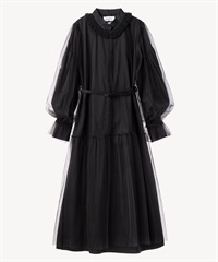チュールシャツワンピース(black-36)