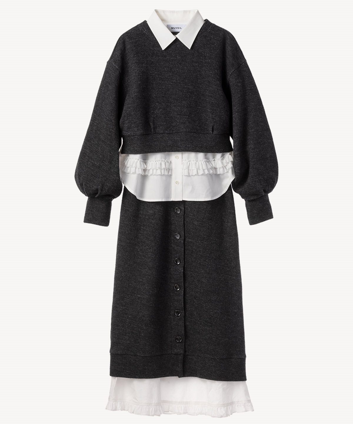 バックフリルニットワンピース(black-36)