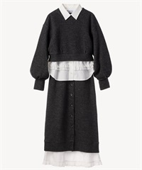 バックフリルニットワンピース(black-36)