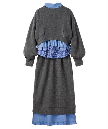 バックフリルニットワンピース(gray-36)