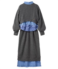 バックフリルニットワンピース(gray-36)
