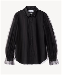 チュールシャツブラウス(black-36)