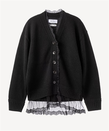 チュールレース付カーディガン(black-36)