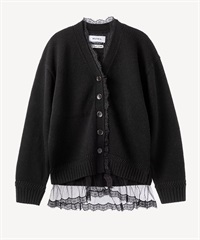 チュールレース付カーディガン(black-36)