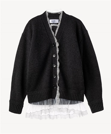 チュールレース付カーディガン(gray-36)