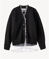 チュールレース付カーディガン(gray-36)