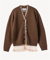 チュールレース付カーディガン(brown-36)