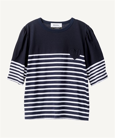 ハートパッチカットソー(navy-36)