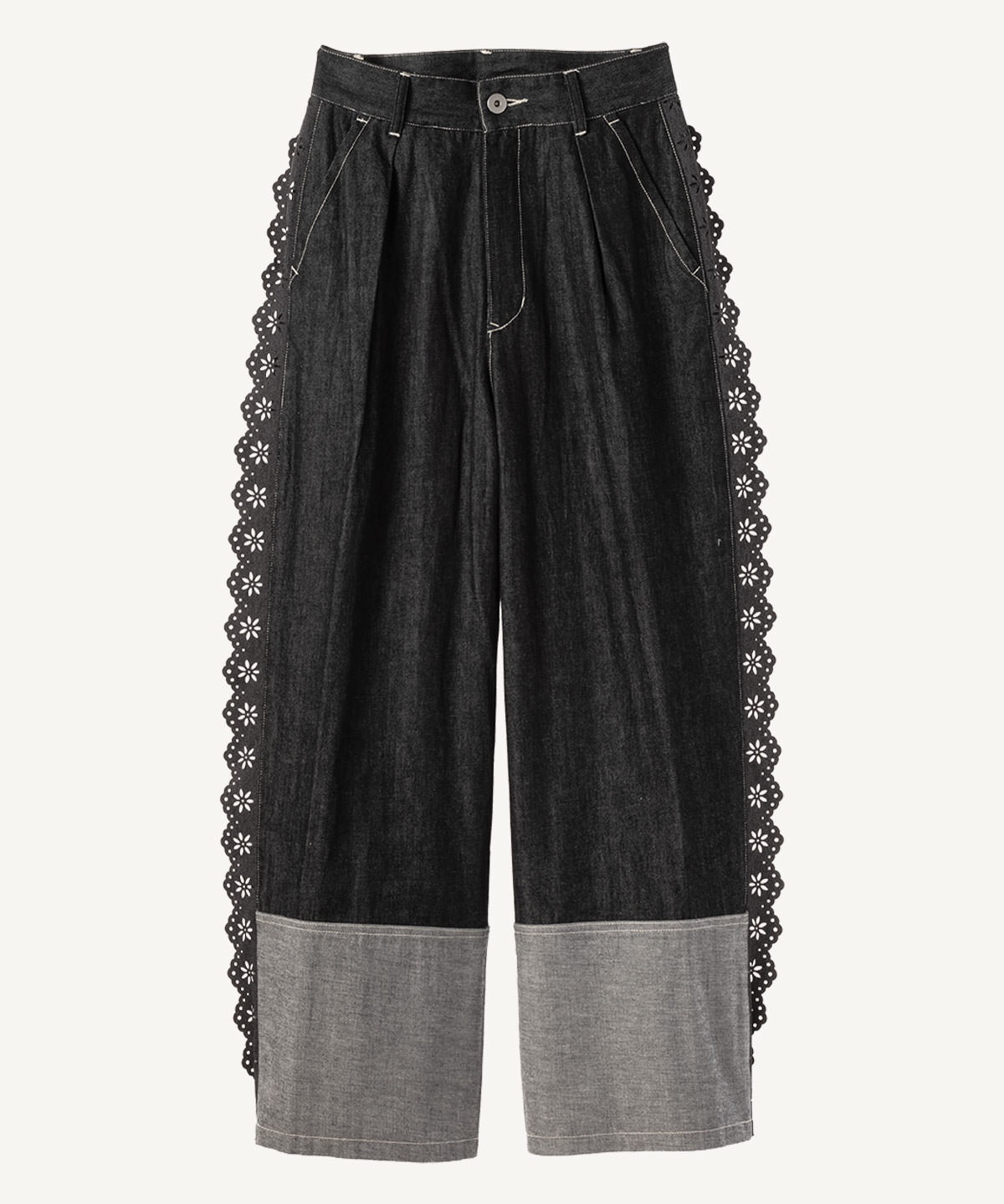 デニムレース配色パンツ | MUVEIL Online Shop