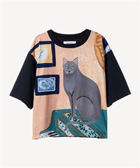 ネコイラストTシャツ(navy-36)