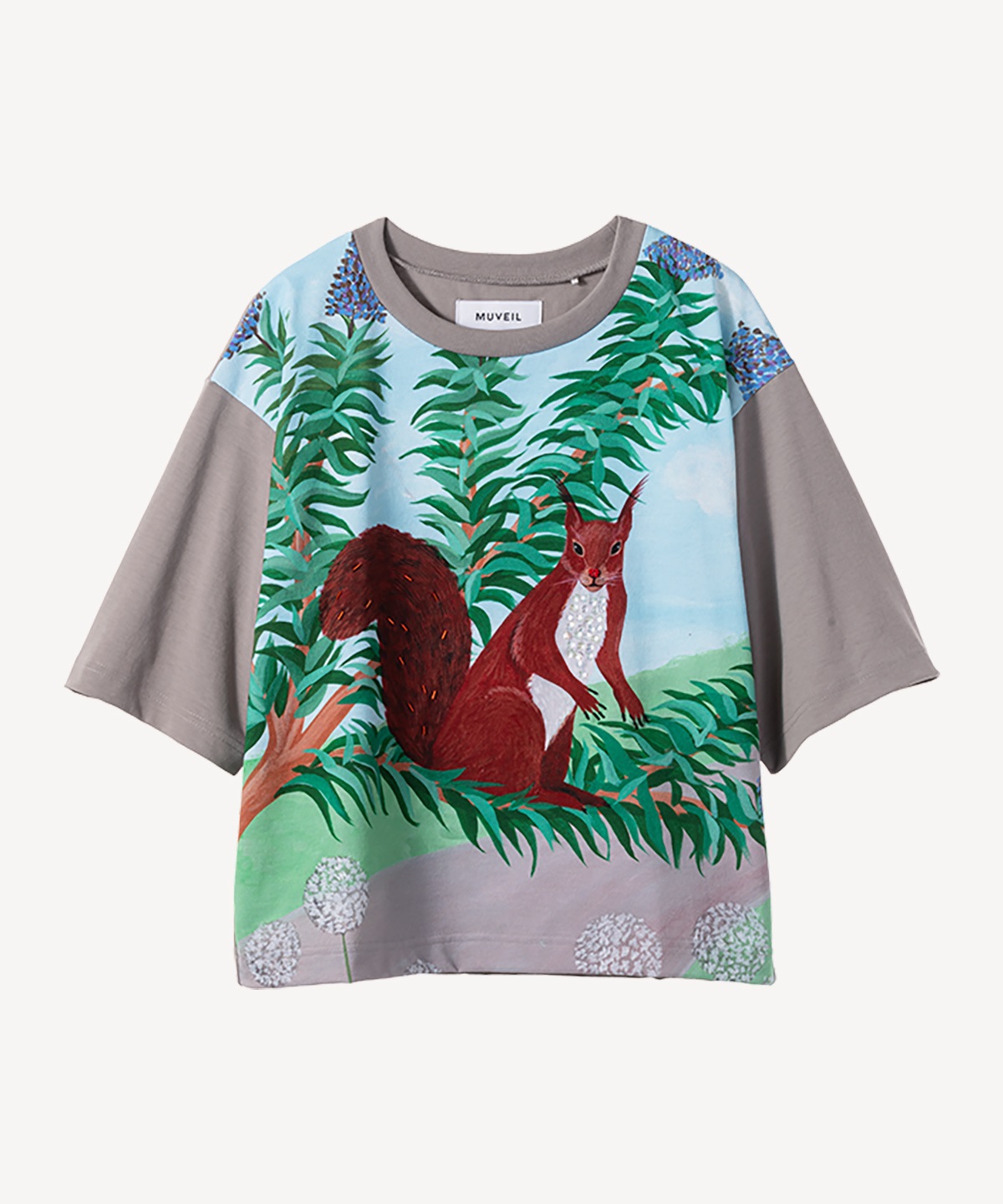 リスイラストTシャツ(gray-36)