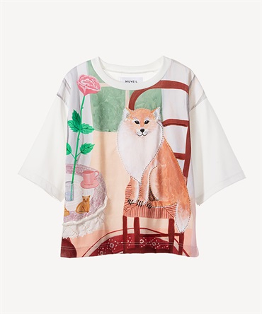 イヌイラストTシャツ(white-36)