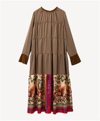 スカーフ柄ワンピース(brown-36)