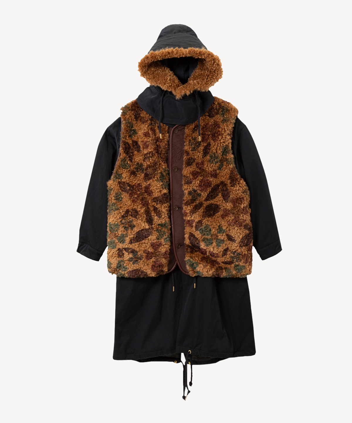ベスト付きモッズコート(navy-36)