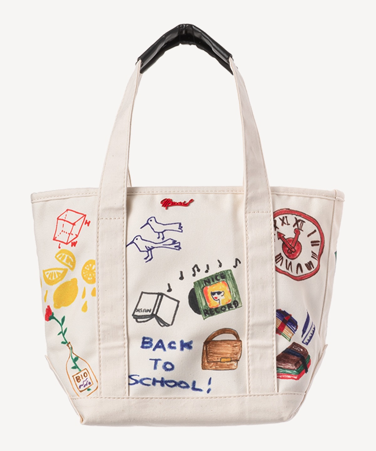 落書きプリントトートバッグ(white-F)