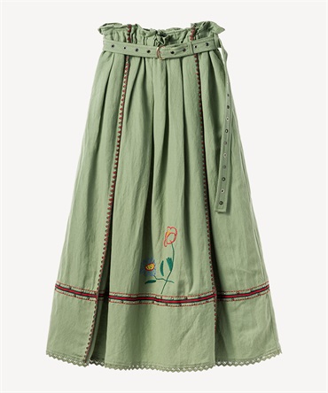 フラワー刺繍スタッズスカート(mint green-36)