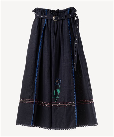フラワー刺繍スタッズスカート(navy-36)