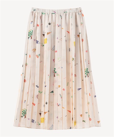 落書きプリントプリーツスカート(ecru-36)