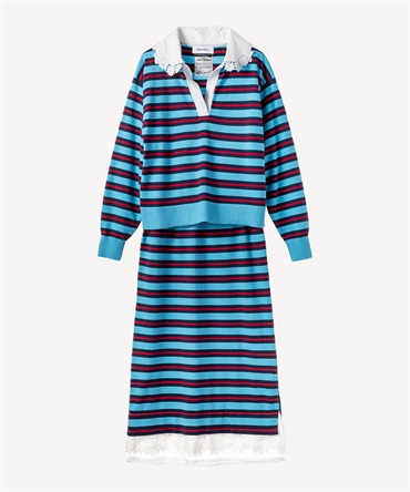 スキッパーポロセットアップニット(blue-36)
