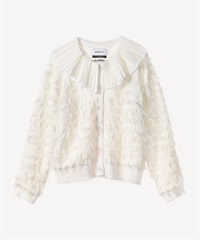 襟付きフリンジツイードカーディガン(white-36)