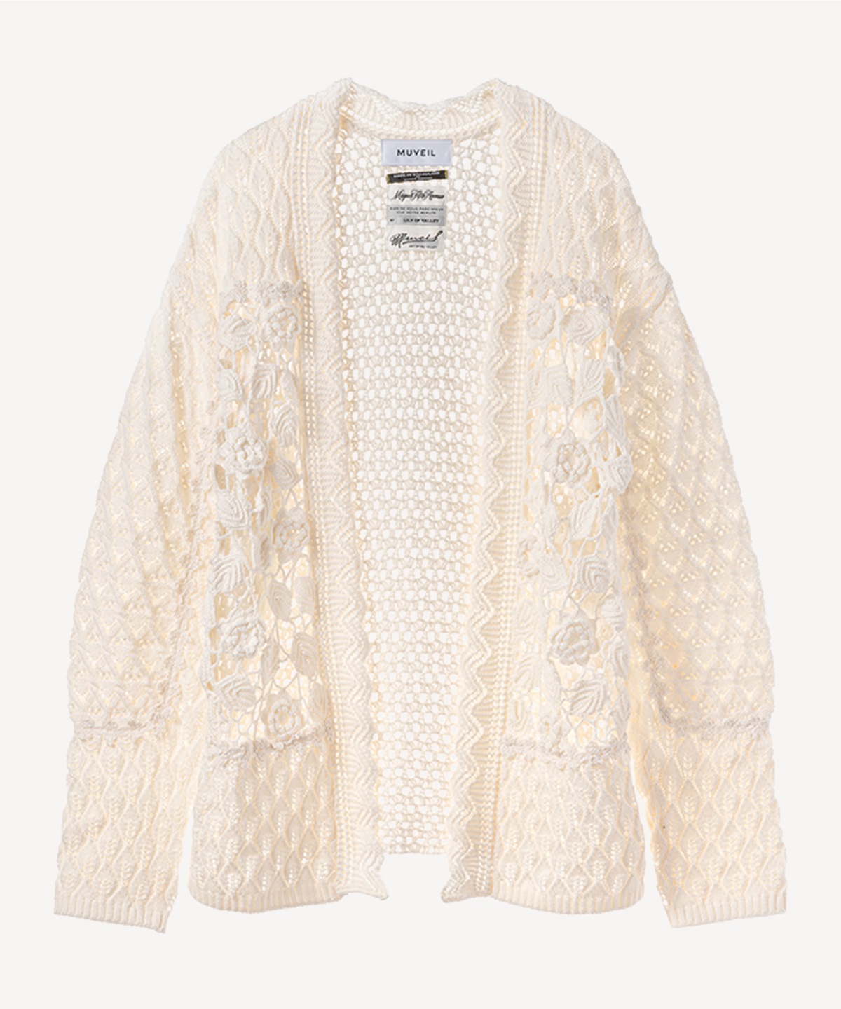 フラワーかぎ針カーディガン(white-36)