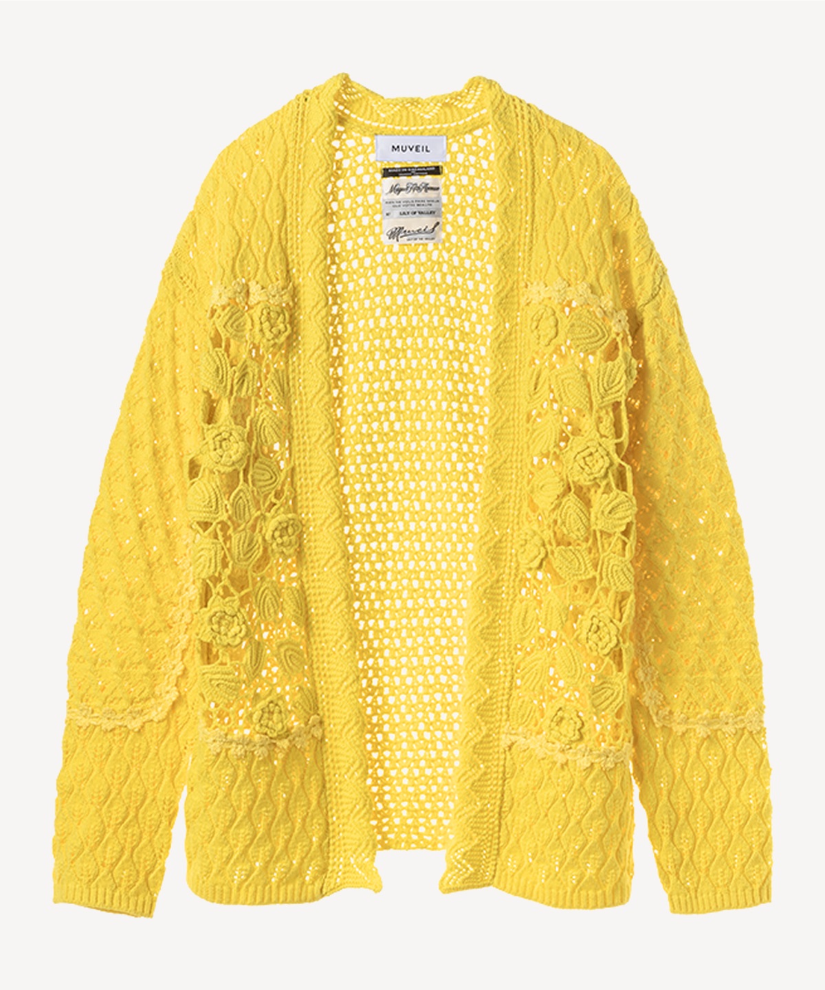 フラワーかぎ針カーディガン(yellow-36)