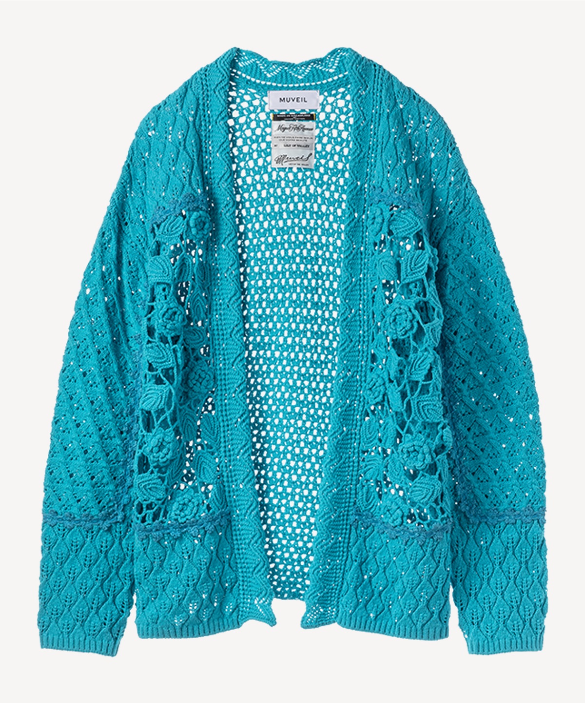 フラワーかぎ針カーディガン(blue-36)