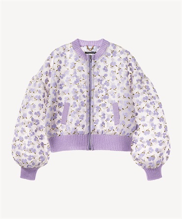 フラワーフロッキープリントジップジャケット(lilac-36)