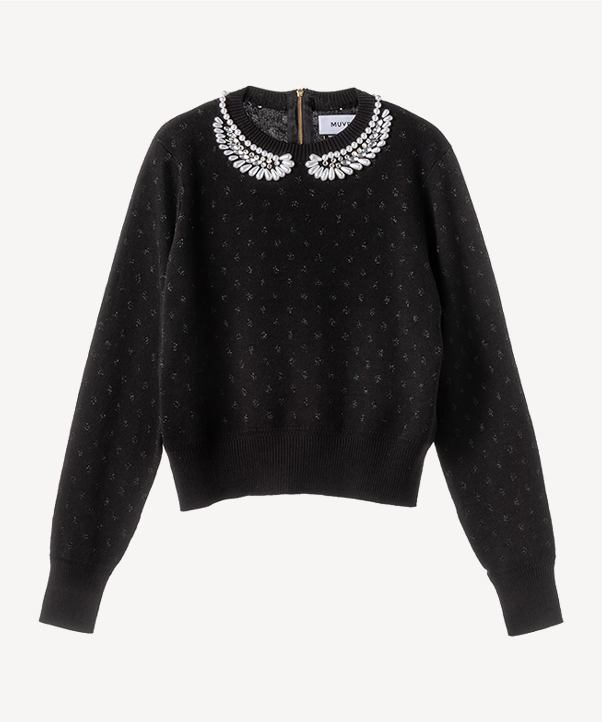 パール襟刺繍プルオーバー(black-36)