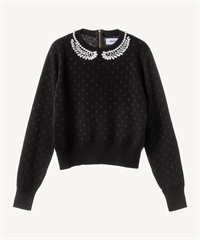 パール襟刺繍プルオーバー(black-36)