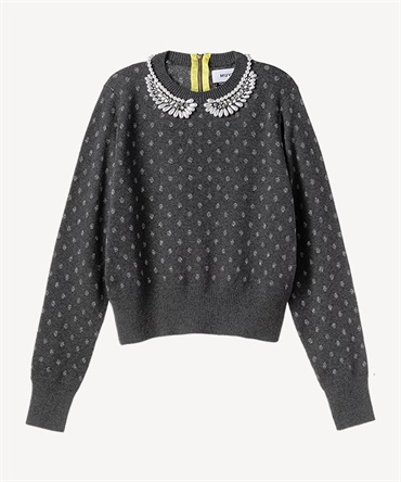 パール襟刺繍プルオーバー(gray-36)