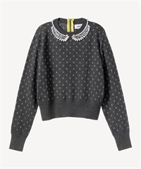 パール襟刺繍プルオーバー(gray-36)