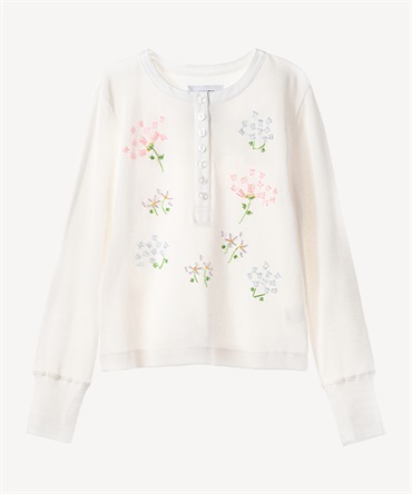 フラワービーズ刺繍サーマルカットソー(white-36)