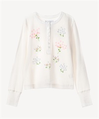 フラワービーズ刺繍サーマルカットソー(white-36)