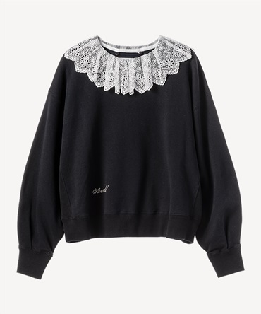 レース襟付きスウェットプルオーバー(navy-36)