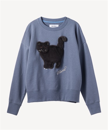 ネコ裏毛プルオーバー(blue-36)