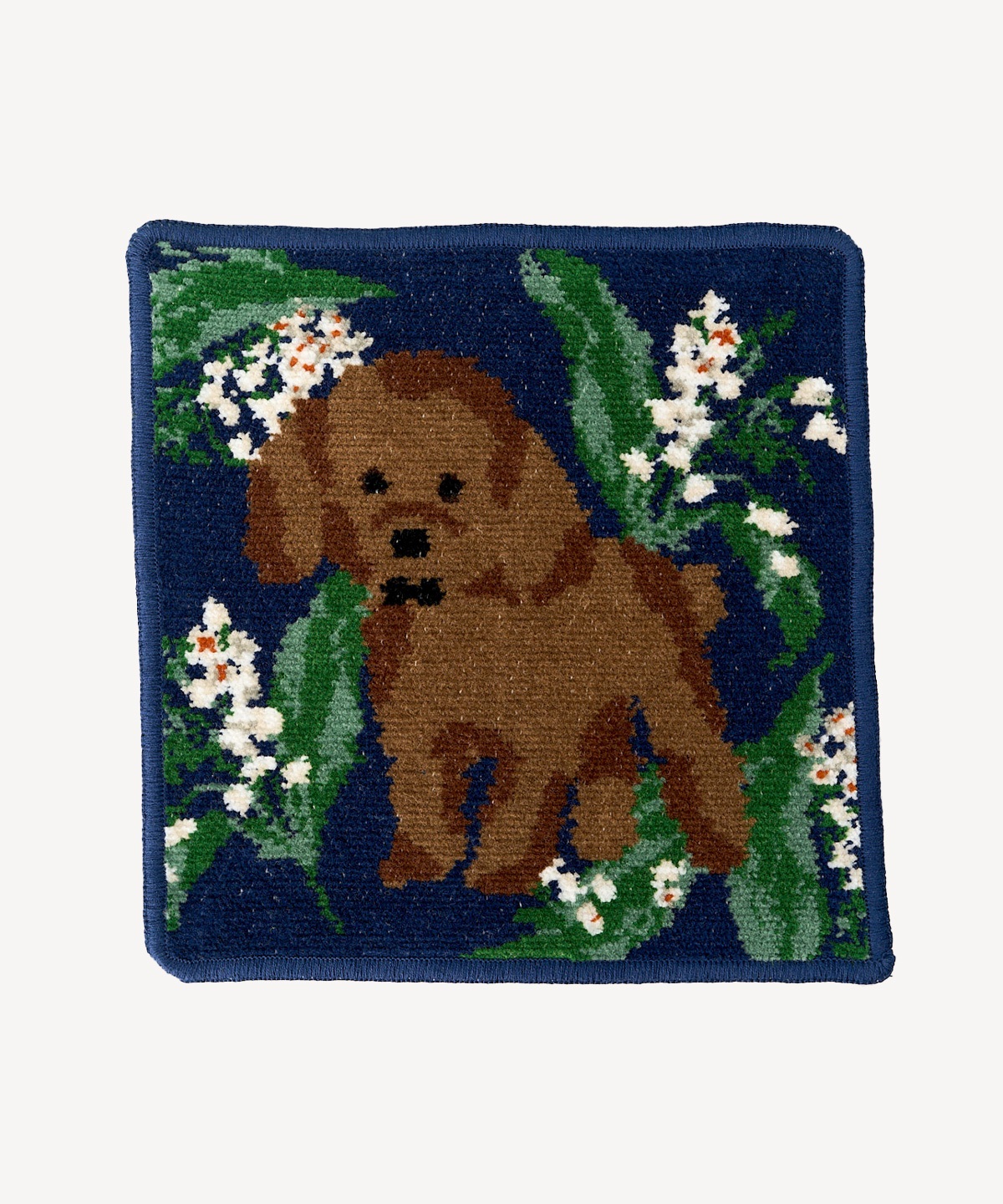 bpbpコラボ シェニール織ハンカチ プードルとすずらん(navy-F)