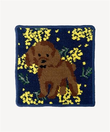 bpbpコラボ シェニール織ハンカチ プードルとミモザ(navy-F)