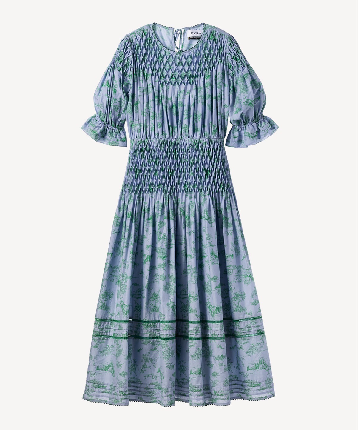 トワル ド ジュイ プリントスモッキングワンピース(saxe-36)