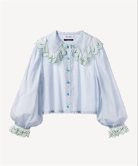 エーデルワイスプリントブラウス(blue-36)